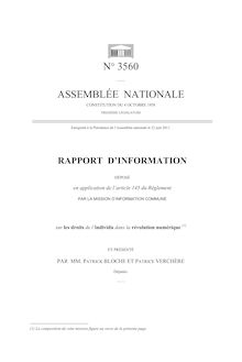 Rapport d information déposé (...) par la mission d information commune sur les droits de l individu dans la révolution numérique