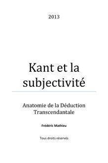 Kant et la subjectivité