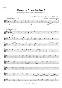 Partition altos, Concerto armonico No.3 en A major, A major, Wassenaer, Unico Wilhelm