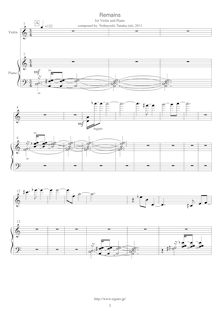 Partition complète, Remains pour violon et Piano, Tanaka, Nobuyoshi