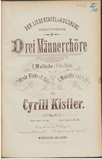 Partition complète, 3 Männerchöre, Kistler, Cyrill
