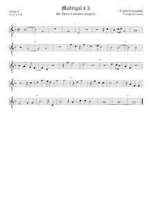 Partition ténor viole de gambe 2, octave aigu clef, Madrigali A Cinque Voci. Quatro Libro