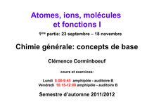 Atomes, ions, molécules et fonctions I