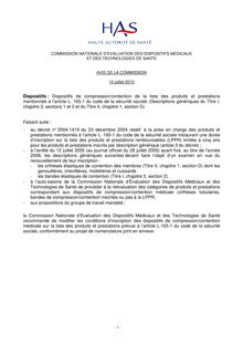 Avis général Dispositifs de COMPRESSIONCONTENTION - 10 juillet 2012 (1277)
