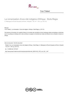 La romanisation d une cité indigène d Afrique : Bulla Regia - article ; n°1 ; vol.85, pg 247-312