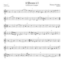 Partition ténor viole de gambe 2, octave aigu clef, Pavan pour 5 violes de gambe par Thomas Weelkes