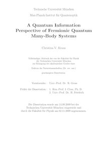 A quantum information perspective of fermionic quantum many-body systems [Elektronische Ressource] / Christina V. Kraus