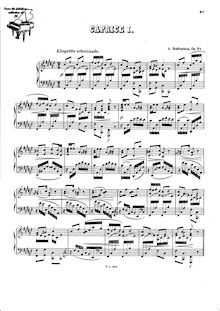 Partition complète of all mouvements, Three caprices pour piano, op. 21