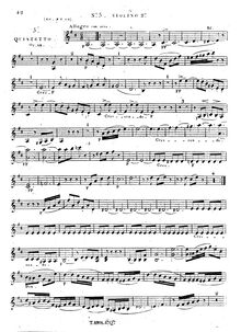 Partition violon 2, corde quintette No.5, Op.18, Onslow, Georges