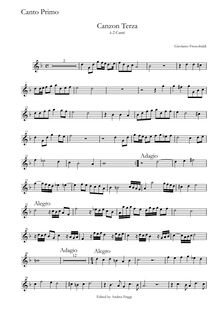 Partition Canto primo, Canzon Terza à 2 Canti, Frescobaldi, Girolamo