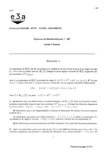 E3A 2001 concours Maths - Epreuve mathématiques 1 MP