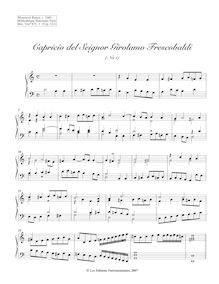 Partition Capricio del Seignor Girolamo Frescobaldi (No.1), clavier pièces from Manuscript Bauyn