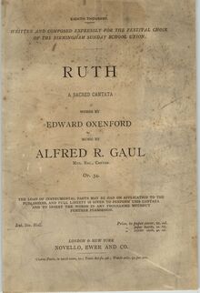 Partition couverture couleur, Ruth, A Sacred Cantata, Gaul, Alfred Robert