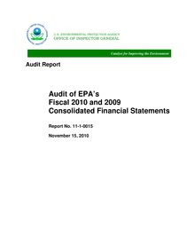 Audit of EPA's Fiscal 2010 and 2009 Consolidated Financial Statements
