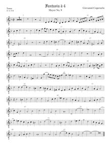 Partition ténor viole de gambe 2, octave aigu clef, Fantasia pour 4 violes de gambe par John Coperario