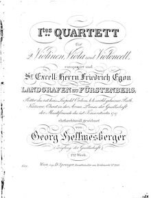 Partition parties complètes, corde quatuor No.1, Op.1, D major, Hellmesberger Sr., Georg