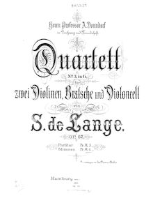 Partition violon I, corde quatuor No.3, Op.67, G Major, Lange Jr., Samuel de