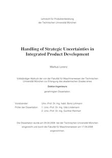 Handling of strategic uncertainties in integrated product development [Elektronische Ressource] / Markus Lorenz