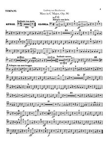 Partition timbales, Mass en C, Op.86, C major, Beethoven, Ludwig van