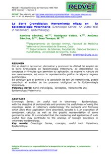 La Serie Cronológica: Herramienta eficaz en  la Epidemiología Veterinaria - Cronologic Series: An useful tool in Veterinary  Epidemiology