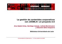 La gestión de contenidos corporativos con JOOMLA!: un proyecto 2.0