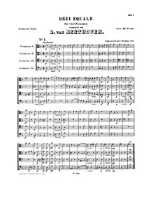 Partition complète, 3 Equali, 3 Equali for Four Trombones; Beethoven s Miserere par Ludwig van Beethoven