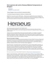 Gran apertura del centro Heraeus Medical Components en Singapur