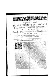 Partition Libri I-VIII (,Index), Sopplimenti musicali, Zarlino, Gioseffo