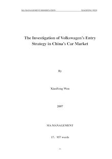 The Investigation of Volkswagen’s Entry Strategy in China’s ...