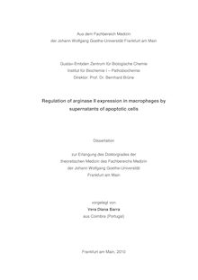 Regulation of arginase II expression in macrophages by supernatants of apoptotic cells [Elektronische Ressource] / vorgelegt von Vera Diana Barra