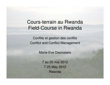 Cours-terrain au Rwanda Fi ld C i R d Field-Course in Rwanda