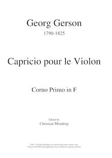 Partition cor 1 en F, Capriccio pour violon et orchestre, Capricio pour le Violon