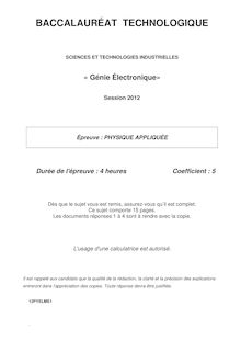 Bac 2012 STI Physique appliquee