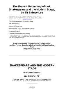 Shakespeare and the Modern Stage - with Other Essays