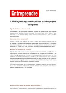 LAFI Engineering : une expertise sur des projets complexes