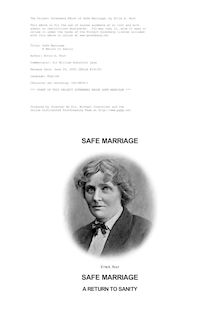 Safe Marriage - A Return to Sanity