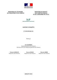 Rapport d enquête n°2010-M-062-01 de l Inspection générale des finances