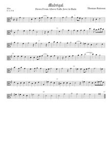 Partition ténor viole de gambe 1 (alto clef), pour First Set of anglais Madrigales to 3, 4, 5 et 6 voix