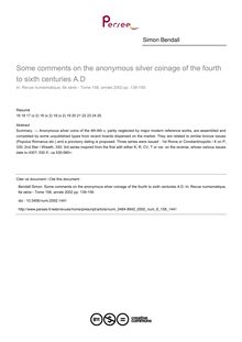 Some comments on the anonymous silver coinage of the fourth to sixth centuries A.D - article ; n°158 ; vol.6, pg 139-159