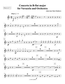 Partition cor 1 (en F), Vuvuzela Concerto, Bb major, Matthews, John-Luke Mark