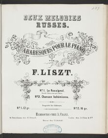 Partition Le rossignol. Romance de Alexandr Alexandrovitch Alabieff (S.250/1), Collection of Liszt editions, Volume 12