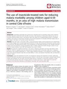 The use of insecticide-treated nets for reducing malaria morbidity among children aged 6-59 months, in an area of high malaria transmission in central Côte d Ivoire