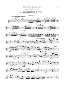 Partition flûte 1, 2, Piccolo (doubles flûte),  No.1, D minor, Tchaikovsky, Pyotr