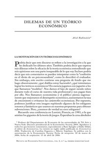 Dilemas de un teórico económico (Dilemmas of an Economic Theorist)