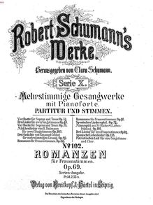 Partition complète, 6 Romanzen für Frauenstimmen Vol. I, Schumann, Robert