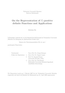 On the representation of P_1tnn-positive definite functions and applications [Elektronische Ressource] / Kristine Ey