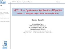 NFP111 --- Systèmes et Applications Réparties - Cours 2 - Les appels de procédure distants (Partie