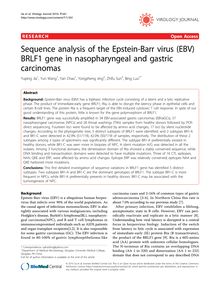 Sequence analysis of the Epstein-Barr virus (EBV) BRLF1 gene in nasopharyngeal and gastric carcinomas