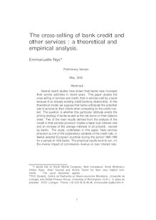 The cross selling of bank credit and other services a theoretical and empirical analysis