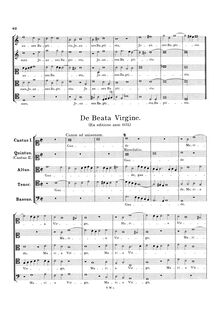 Partition complète, Gaude Virgo Maria, De Beata VirgineCanon ad unisonum